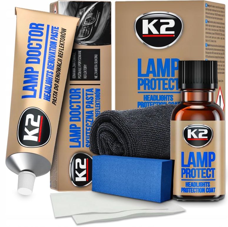 K2 ZESTAW DO REGENERACJI REFLEKTORÓW LAMP DOCTOR LAMP PROTECT MIKROFIBRA