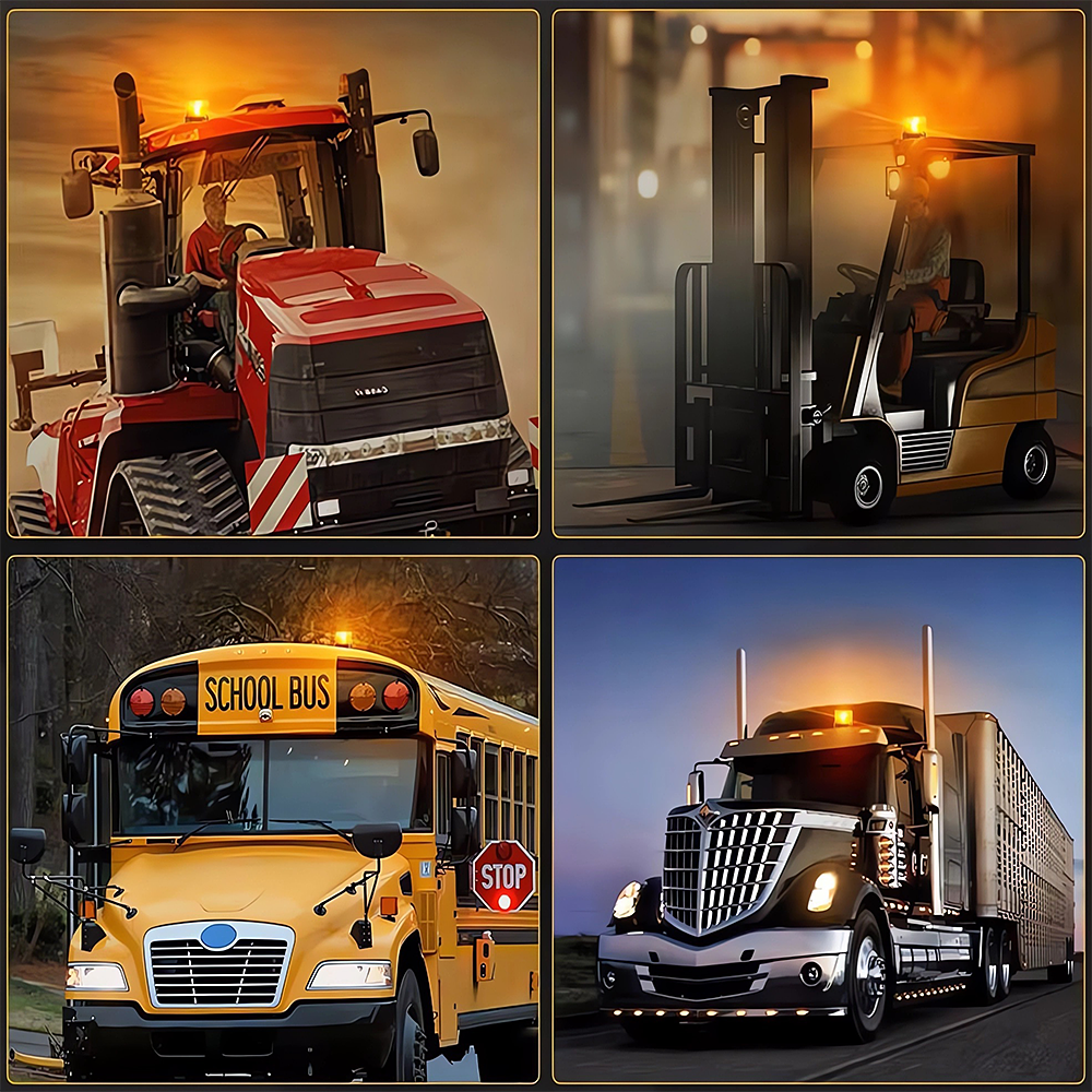 KOGUT Lampa błyskowa ostrzegawcza LED 12V 24V POMARAŃCZOWA sygnalizator