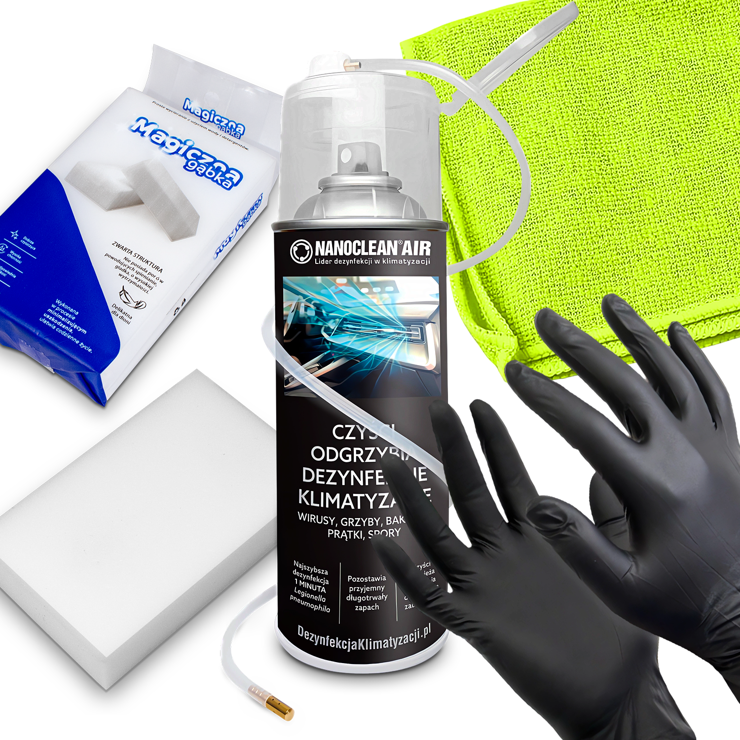 NANOCLEAN DO ODGRZYBIANIA KLIMATYZACJI BIOBÓJCZY MAGICZNA GĄBKA MIKROFIBRA