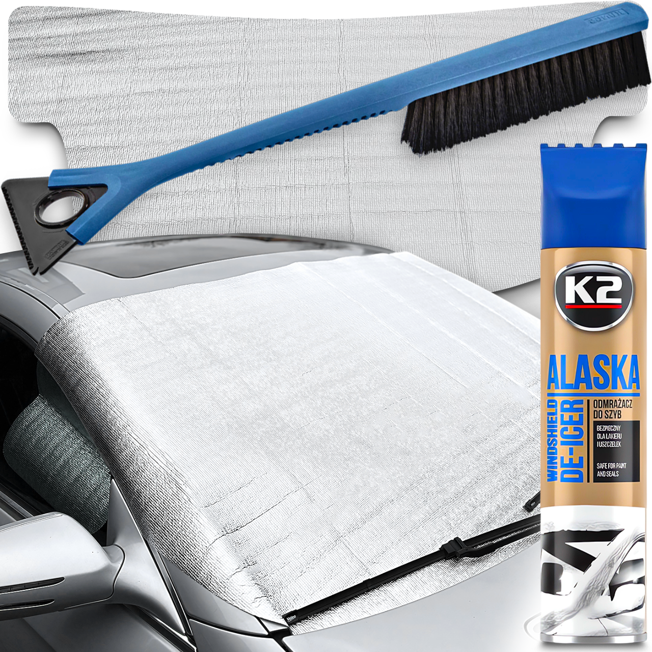 OSŁONA MATA ANTYSZRONOWA 100x200 SKROBACZKA DO SZYB LODU ODMRAŻACZ K2