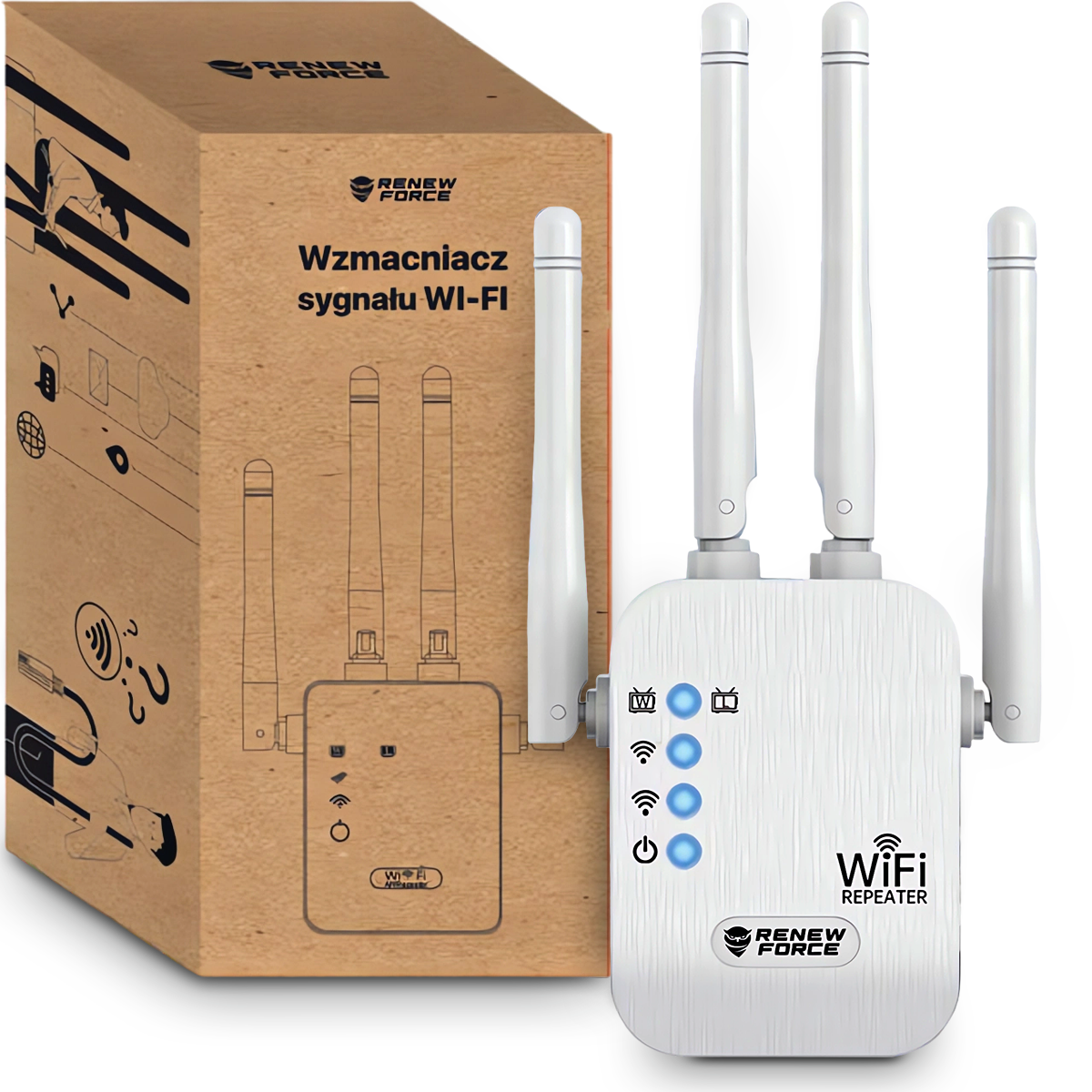 WZMACNIACZ Sygnału WiFi Sieci MOCNY 300Mb/s 2.4G Zasięg WiFi REPEATER 4w1