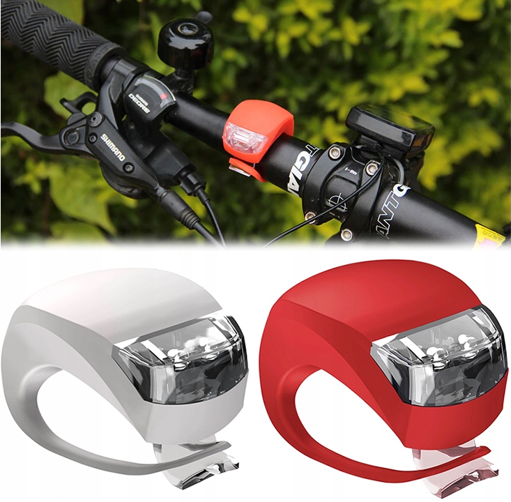 LAMPKA ROWEROWA CZERWONA/BIAŁA SILIKON