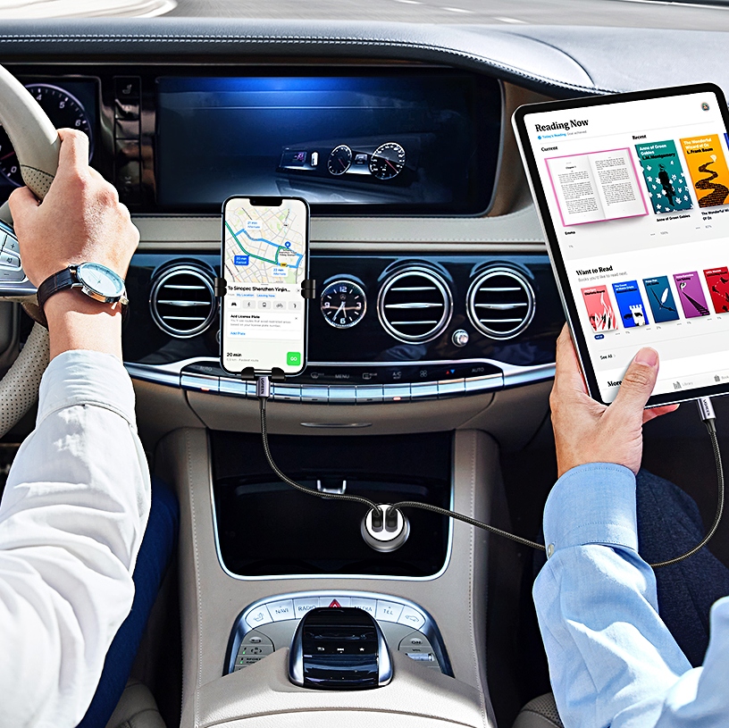 SZYBKA ŁADOWARKA SAMOCHODOWA 2x USB + KABEL USB-C