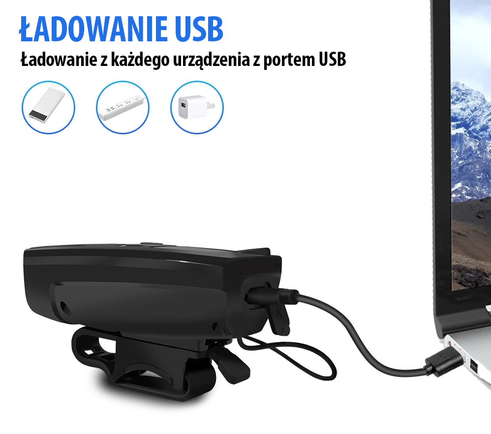 LAMPKA ROWEROW PRZÓD Z KLAKSONEM