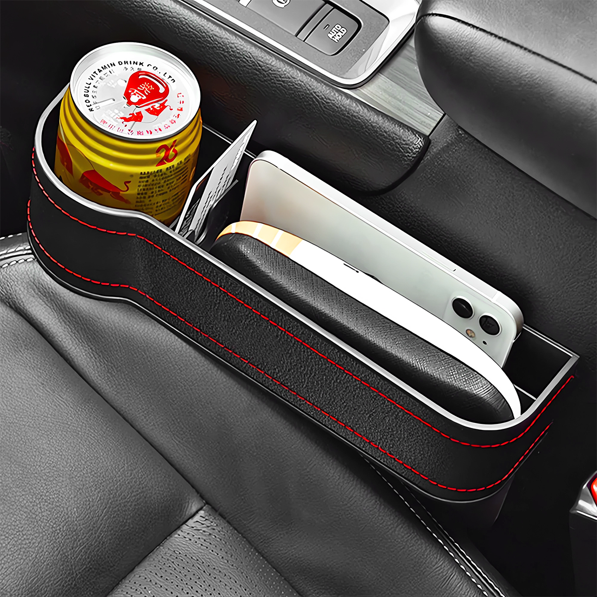 UCHWYT SAMOCHODOWY NA NAPOJE PICIE POMIĘDZY FOTELE ORGANIZER SCHOWEK