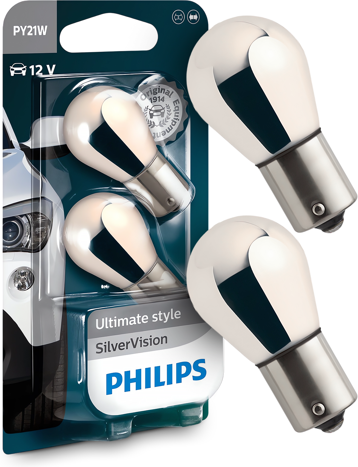 ŻARÓWKI PHILIPS PY21W SilverVision CHROM DO KIERUNKOWSKAZÓW 2 SZTUKI