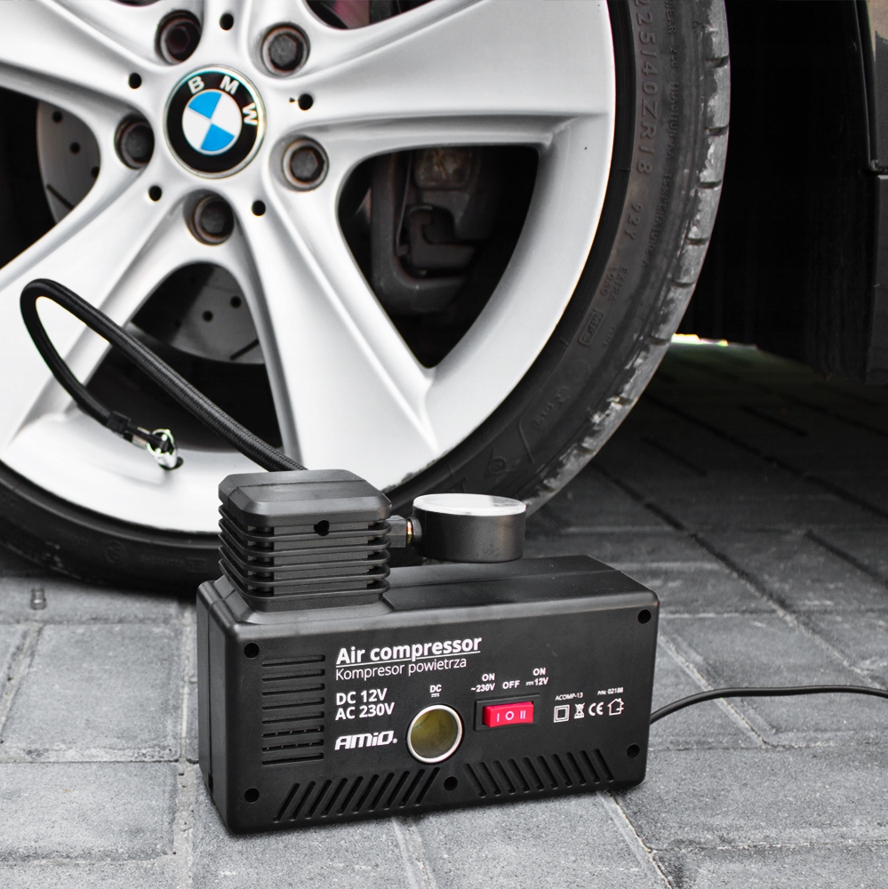 KOMPRESOR SAMOCHODOWY 12V/230V POMPKA DO KÓŁ
