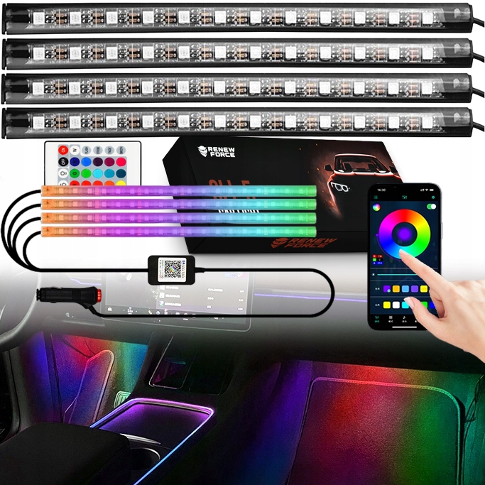 LISTWY LED RGB Z PODŚWIETLENIEM STEROWANYM PILOTEM I ZA POMOCĄ APLIKACJI