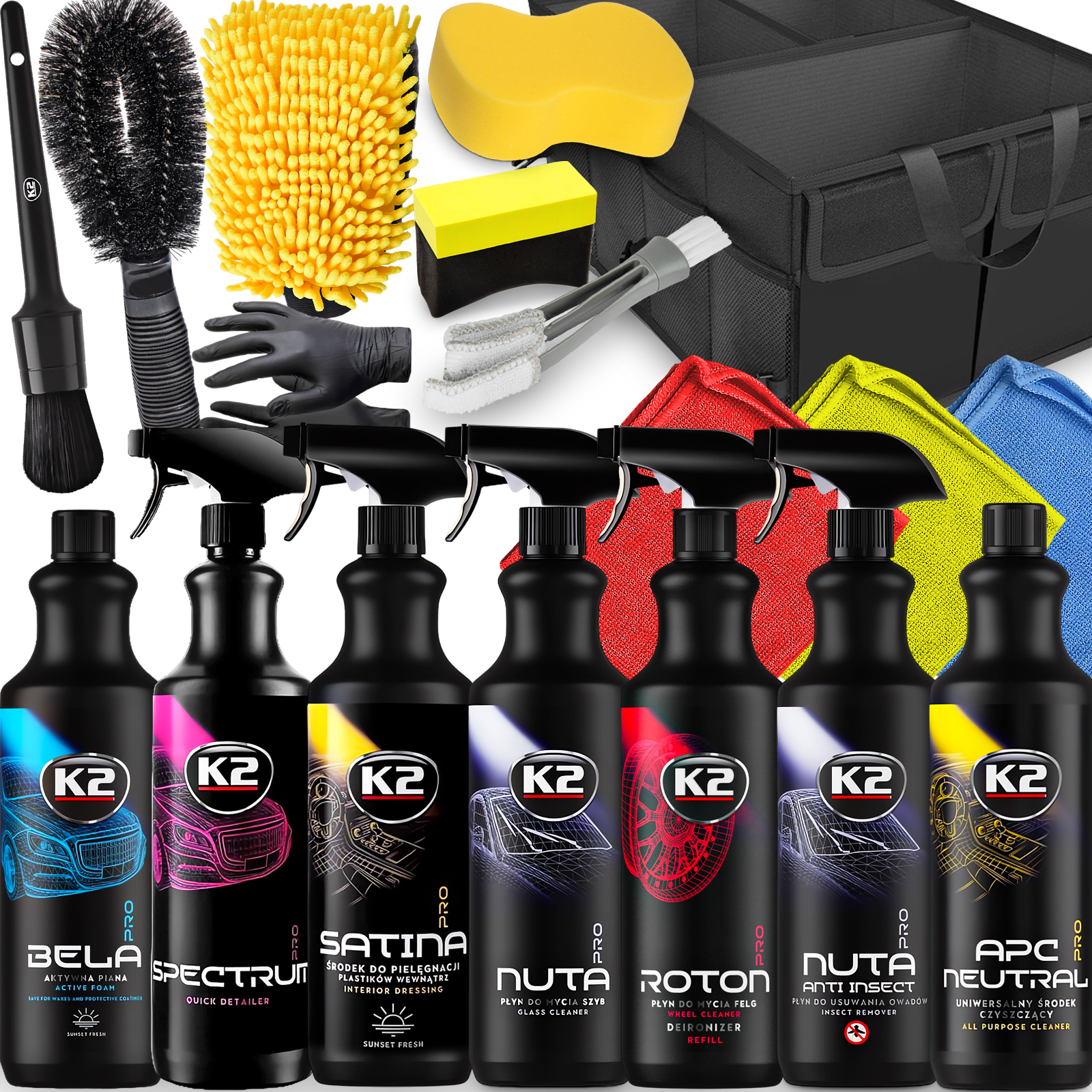 K2 ZESTAW DETALINGOWY DO PIELĘGNACJI CZYSZCZENIA AUTA KOSMETYKI PRO FULL