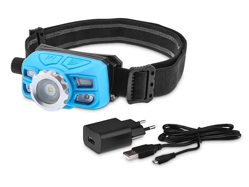 LATARKA CZOŁOWA CZOŁÓWKA WARSZTATOWA LED 350LM AKUMULATOROWA ZOOM CZUJNIK