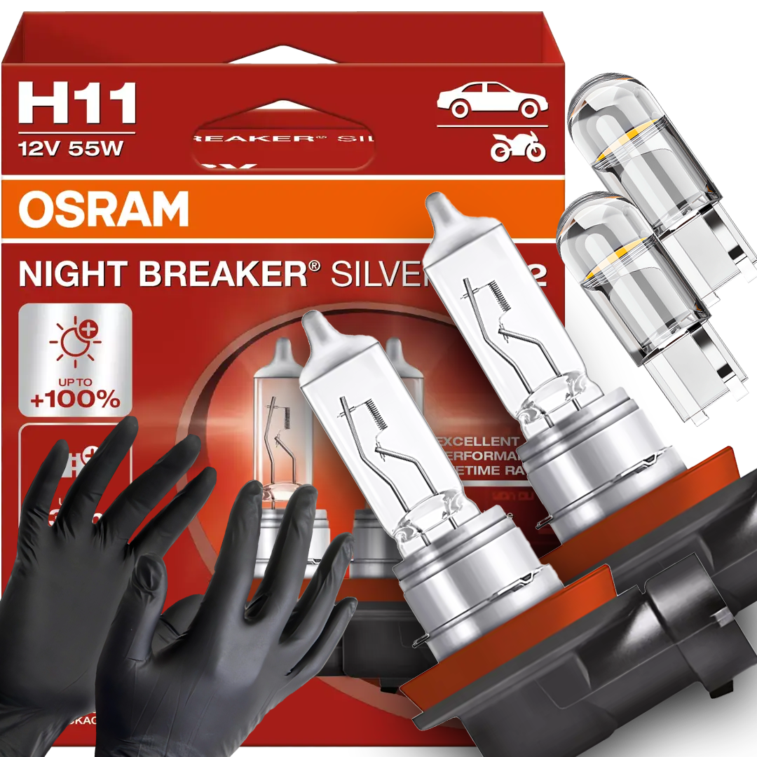 Żarówki Osram H11 Night Breaker Silver +100% W5W Led Clear Rękawiczki