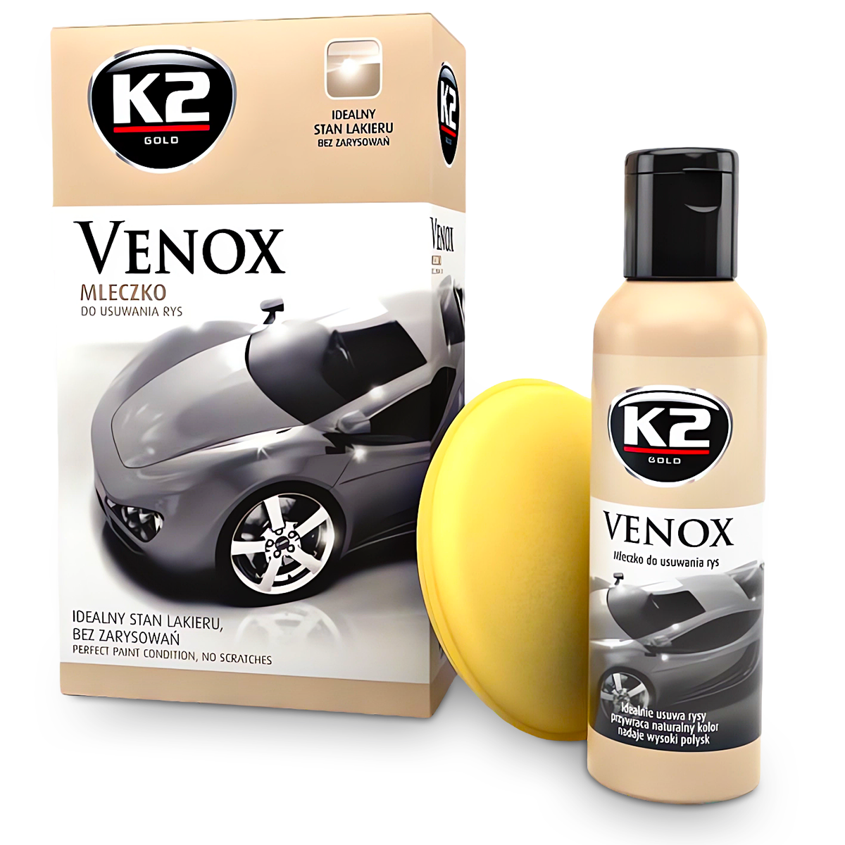 K2 Do Usuwania Rys Na Lakierze Pasta + Mleczko Aplikator + 4x Mikrofibra