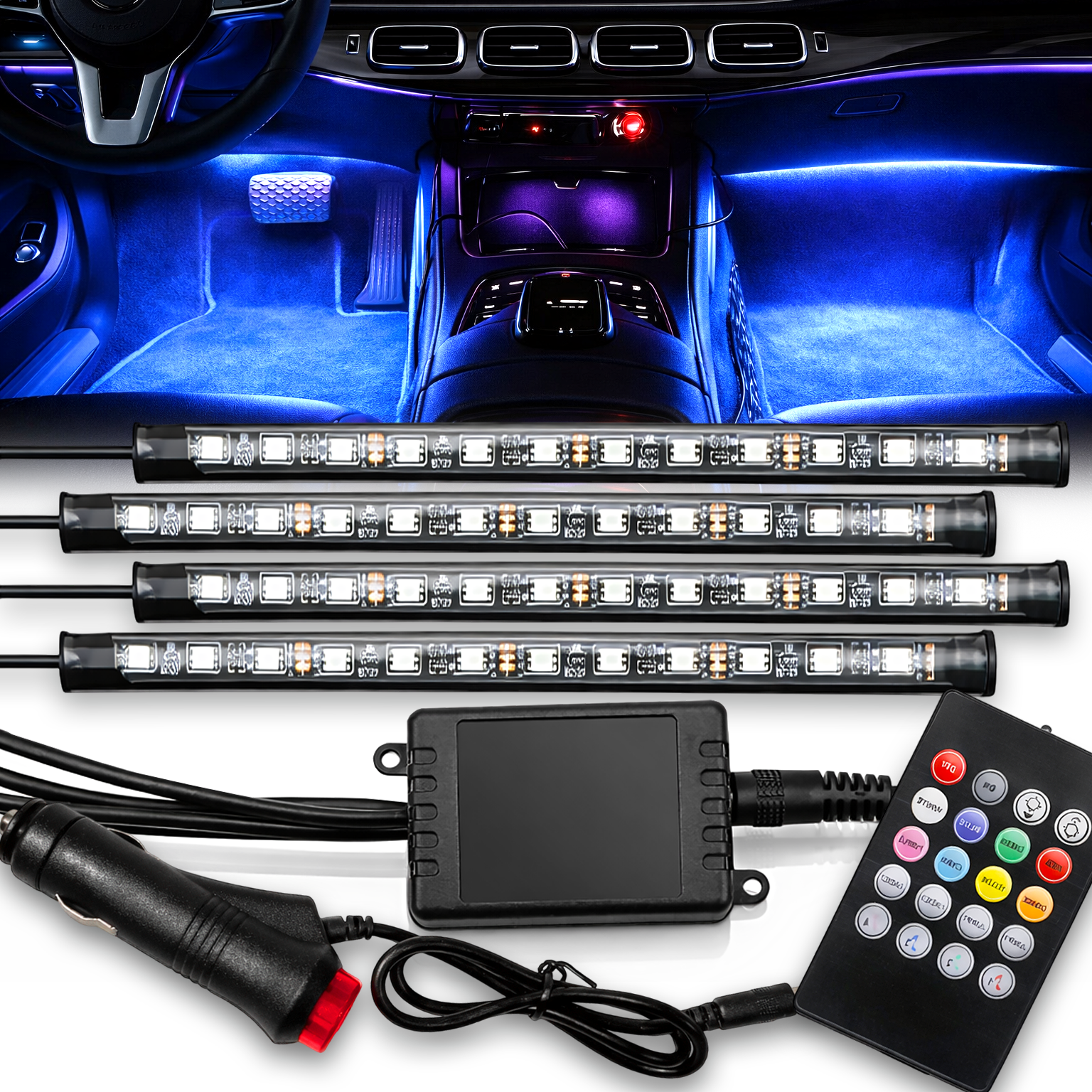 TAŚMA LED do Samochodu PRO LEDY RGB Oświetlenie wnętrza samochodu PILOT