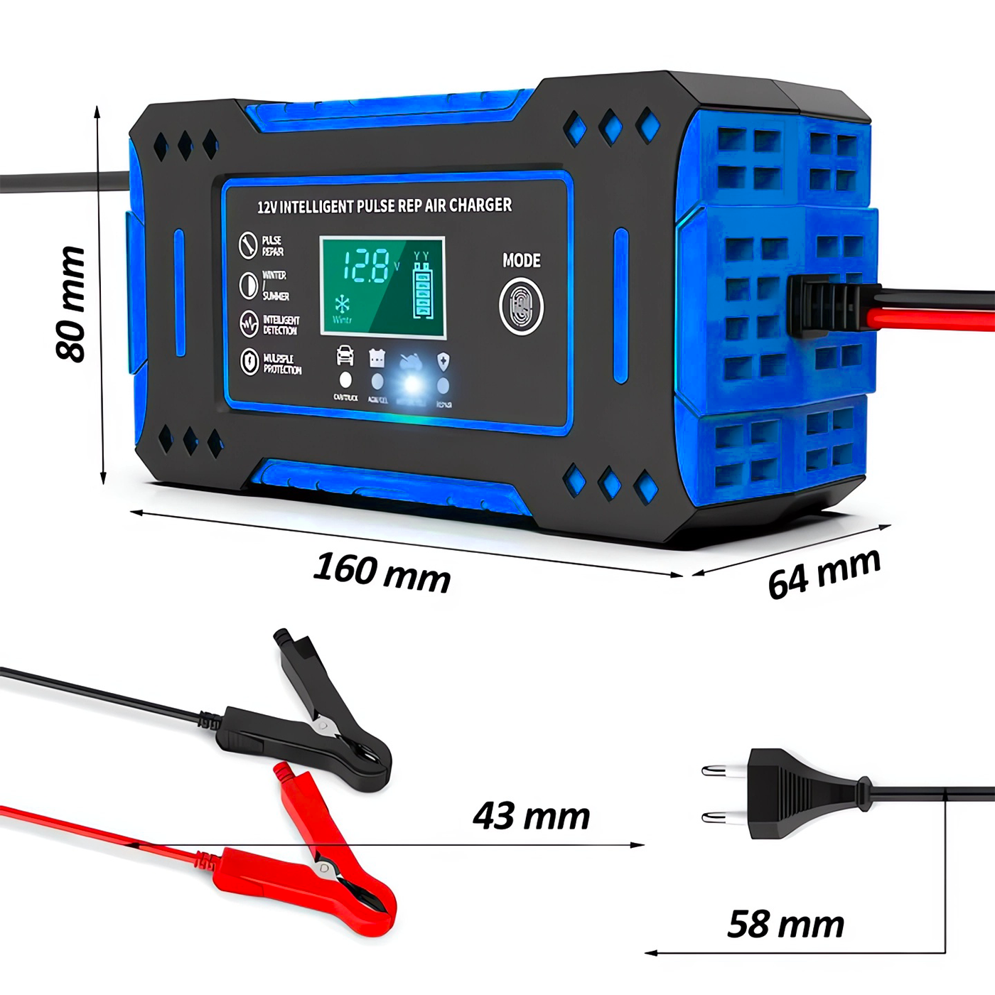 Prostownik Samochodowy 12V 24V Automatyczny z Funkcją Naprawy Akumulatorów
