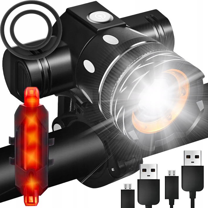 LAMPKA ROWEROWA T6 USB + TYŁ