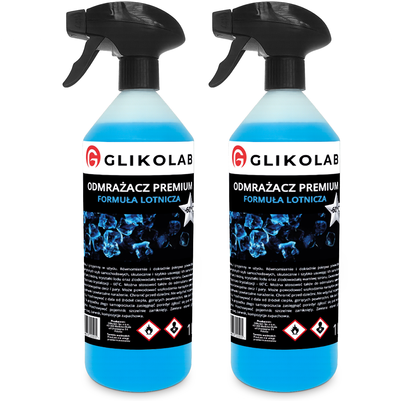 2X ODMRAŻACZ DO SZYB LODU PREMIUM MOCNY -60°C GLIKOLAB 1L FORMUŁA LOTNICZA