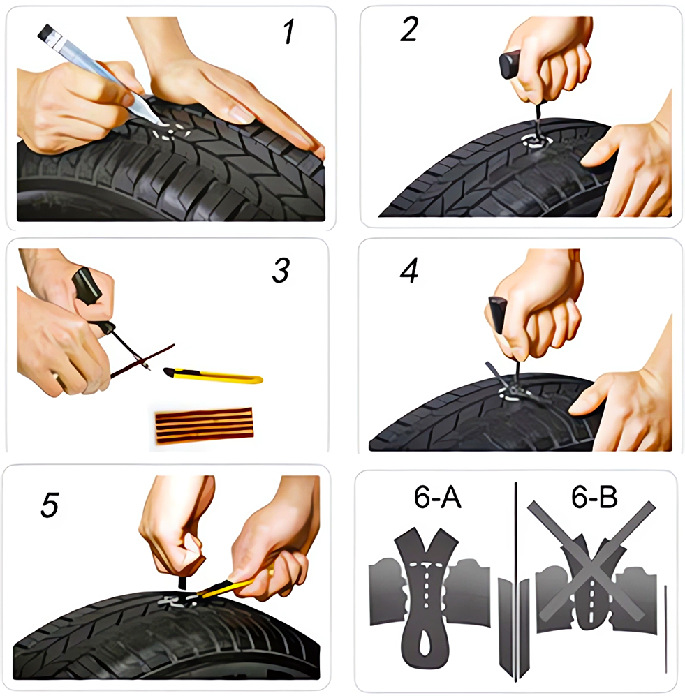USZCZELNIACZ OPON ZESTAW NAPRAWCZY WKRĘTY WULKANIZACYJNE TRÓJKĄT KAMIZELKA