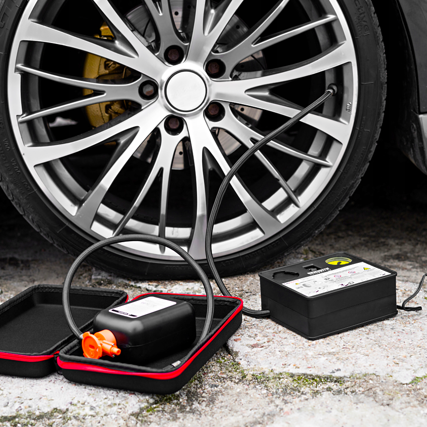 ZESTAW NAPRAWCZY DO OPON KÓŁ PŁYNNA DOJAZDÓWKA USZCZELNIACZ 450ml KOMPRESOR