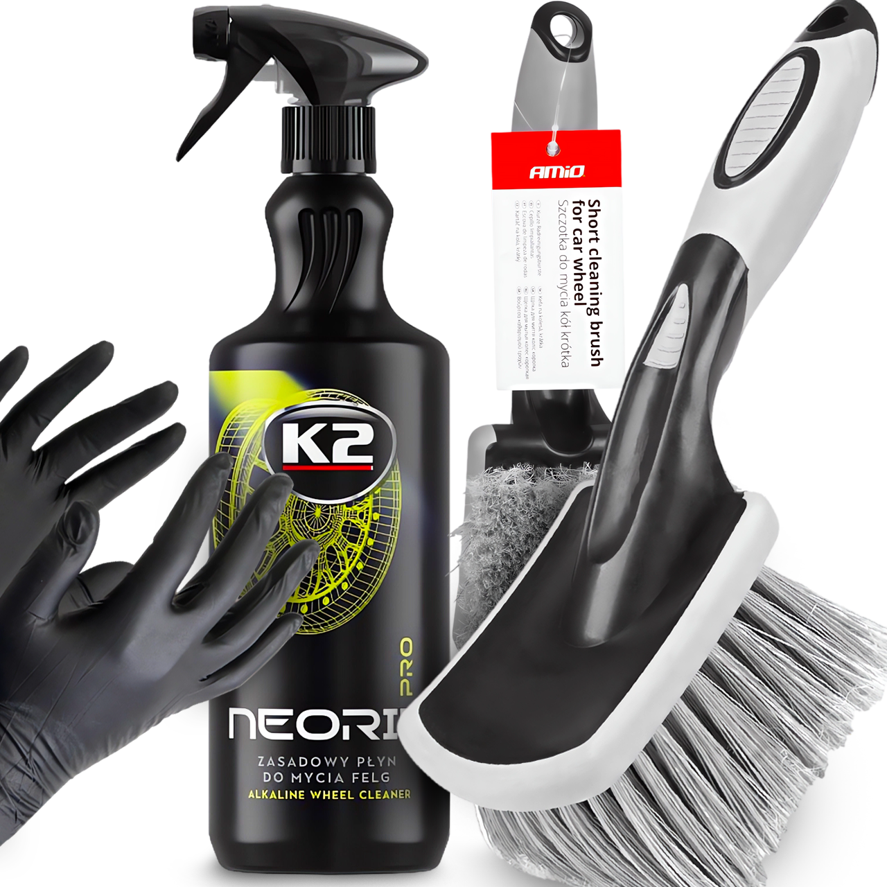 K2 NEORIM 1L PŁYN DO MYCIA CZYSZCZENIA FELG SZCZOTKA DO FELG RĘKAWICZKI