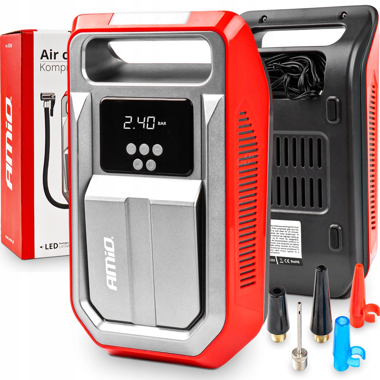 KOMPRESOR SAMOCHODOWY POMPKA SPRĘŻARKA 12V LED LCD