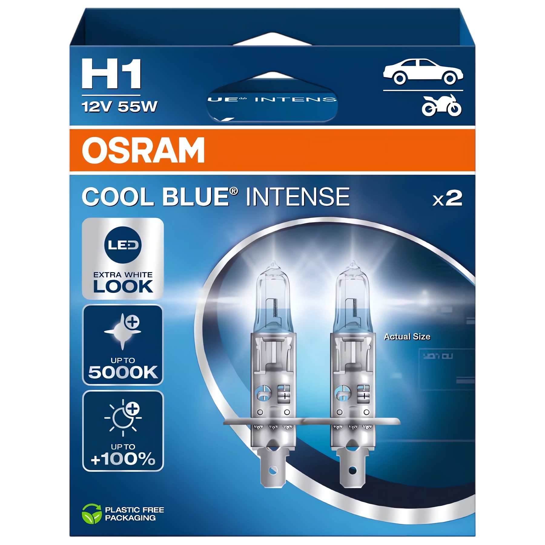 Żarówki H1 Osram Cool Blue Intense 5000K +100% Światła Biała Barwa