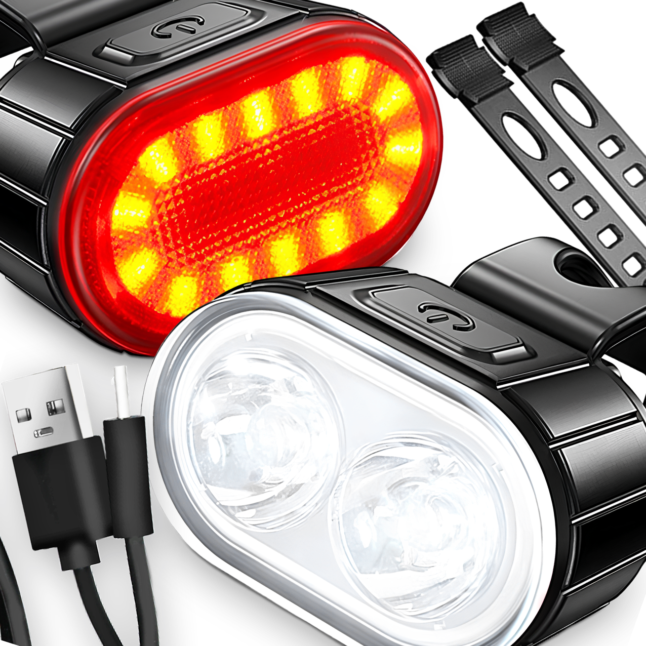 Oświetlenie rowerowe ŚWIATŁO TYLNE PRZEDNIE LAMPA MOC 800 lm akumulator