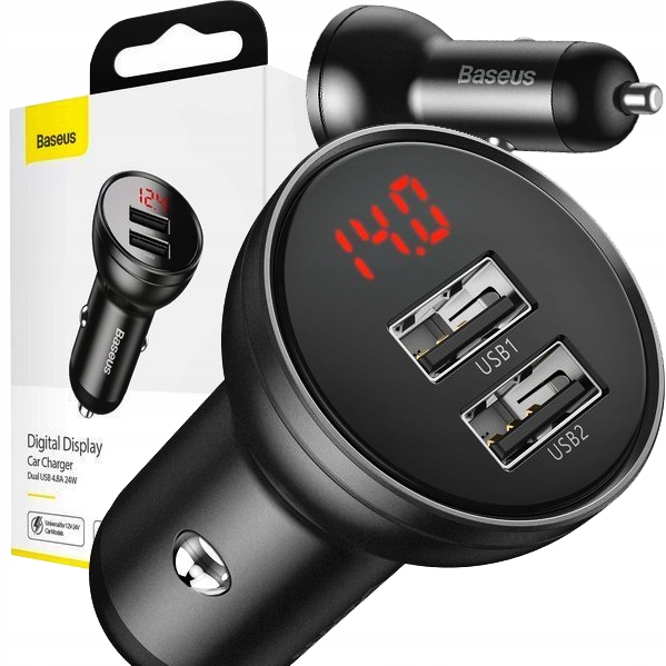 ŁADOWARKA SAMOCHODOWA VOLTOMIERZ 2xUSB LCD 12/24V