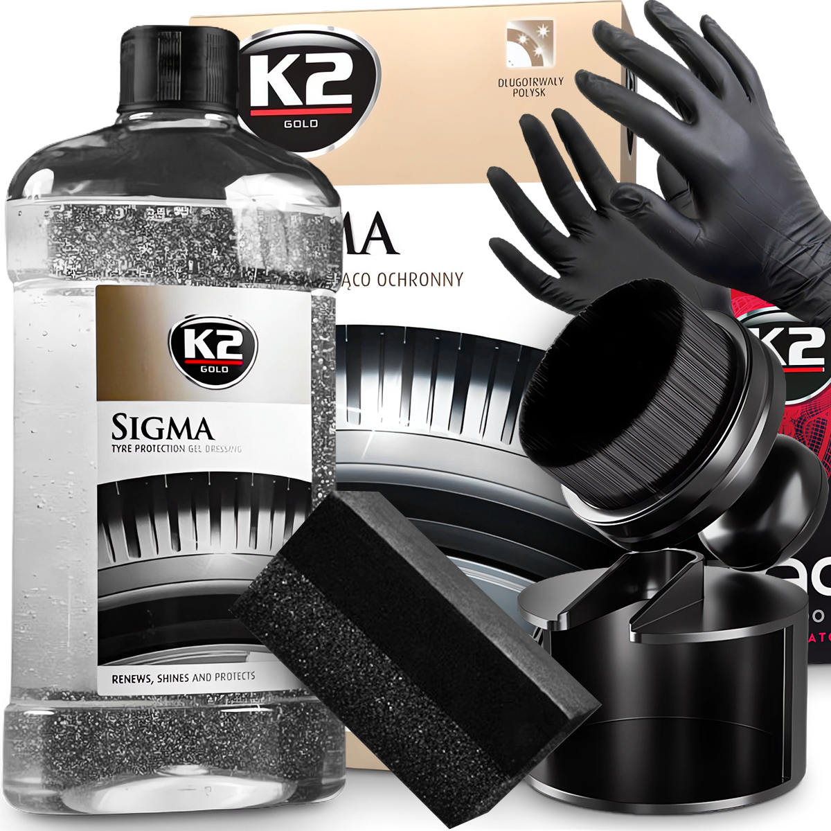 K2 Sigma Dressing Czernidło Do Opon Aplikator Pędzelek Gęste Włosie