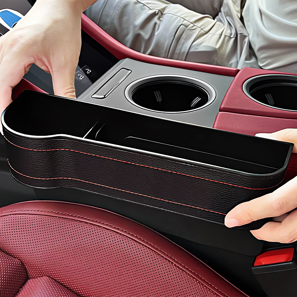 UCHWYT SAMOCHODOWY NA NAPOJE PICIE POMIĘDZY FOTELE ORGANIZER SCHOWEK