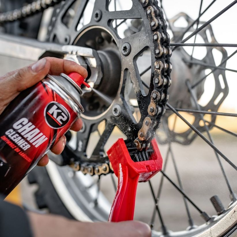 K2 ROAD SUCHY SMAR DO ŁAŃCUCHÓW 400ML + CHAIN CLEANER ZMYWACZ + K2 SZCZOTKA