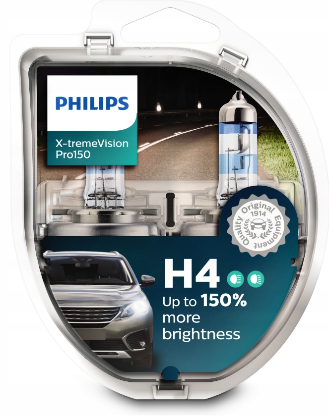 Żarówki H4 Philips X-Treme Vision Pro150 + 150 %