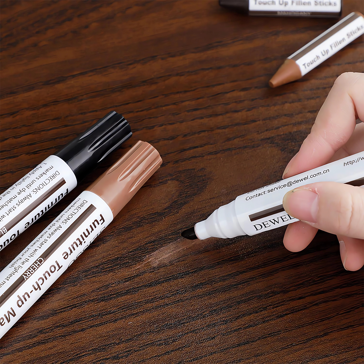 Zestaw Do Naprawy Mebli Rys Drewna Wosk Naprawczy Marker Temperówka 21 El