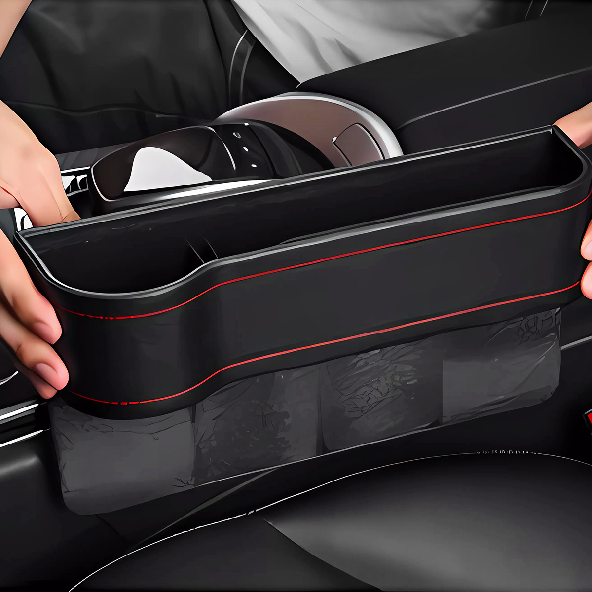 UCHWYT SAMOCHODOWY NA NAPOJE PICIE POMIĘDZY FOTELE ORGANIZER SCHOWEK