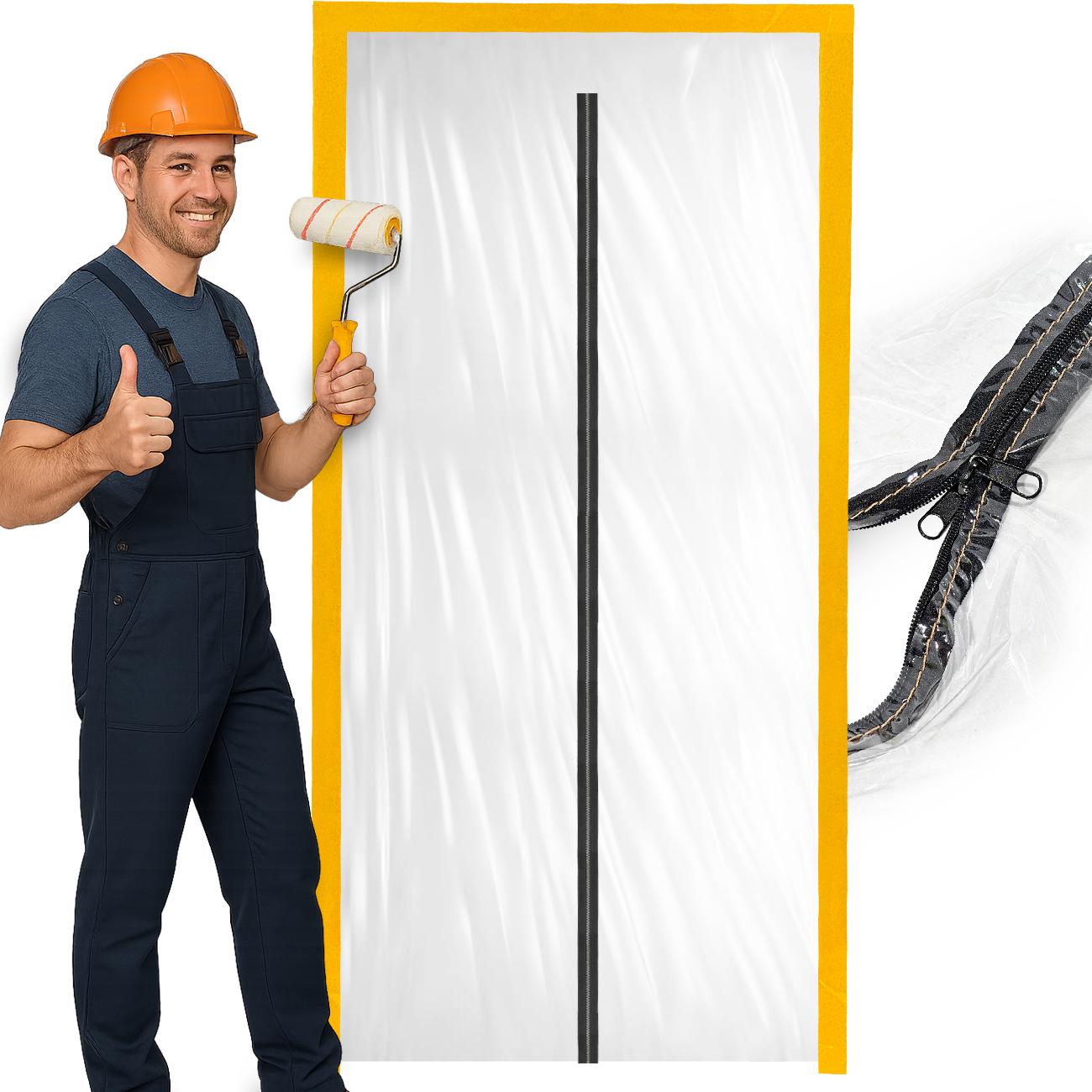 KURTYNA PRZECIWPYŁOWA Drzwi Remontowe Budowlane Z ZAMKIEM BŁYSKAWICZNYM