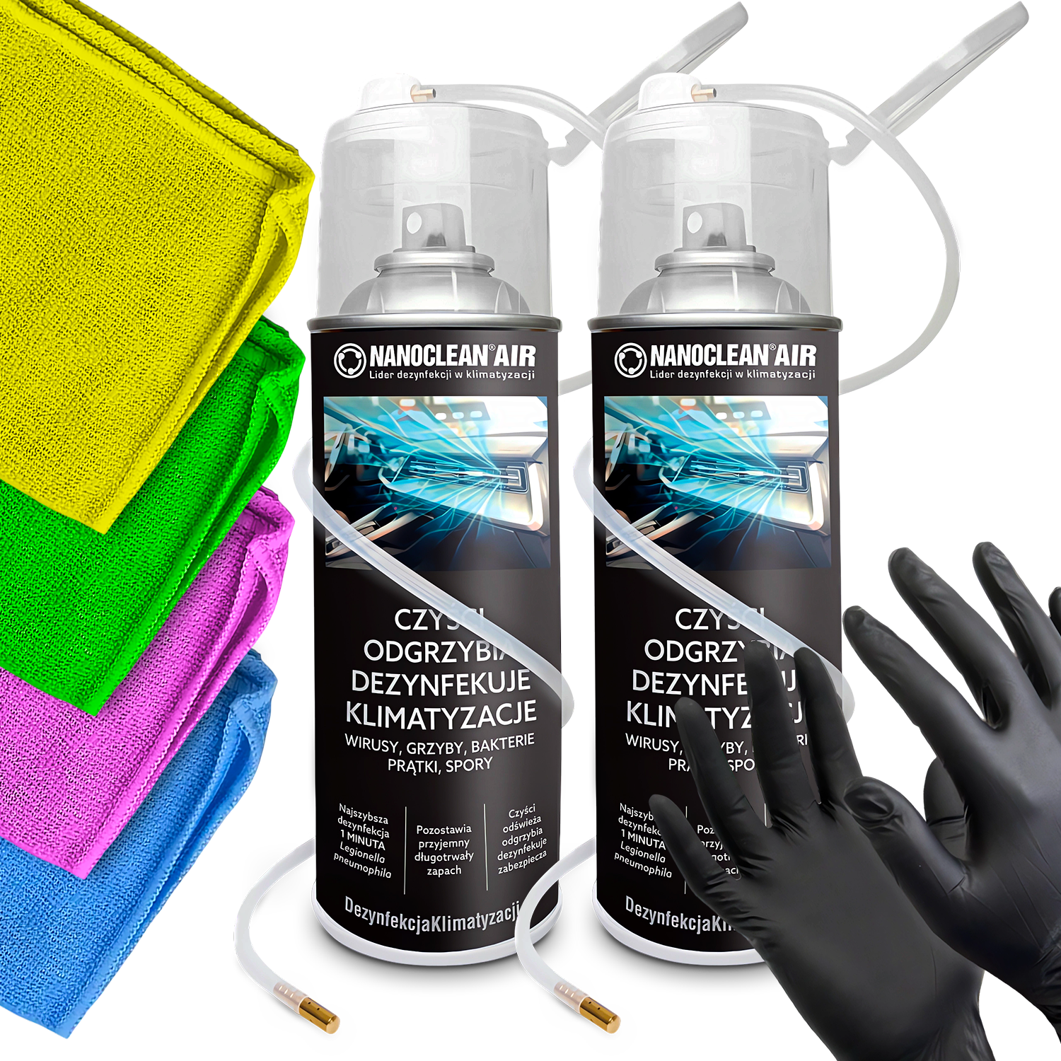 2X NANOCLEAN 400ML CZYSZCZENIA ODGRZYBIANIA KLIMATYZACJI BIOBÓJCZY 4 FIBRY