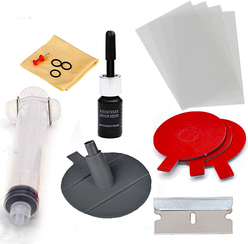 ZESTAW DO NAPRAWY SZYBY CZOŁOWEJ 18 ELEMENTÓW SZYB ODPRSYSKI CARMOTION