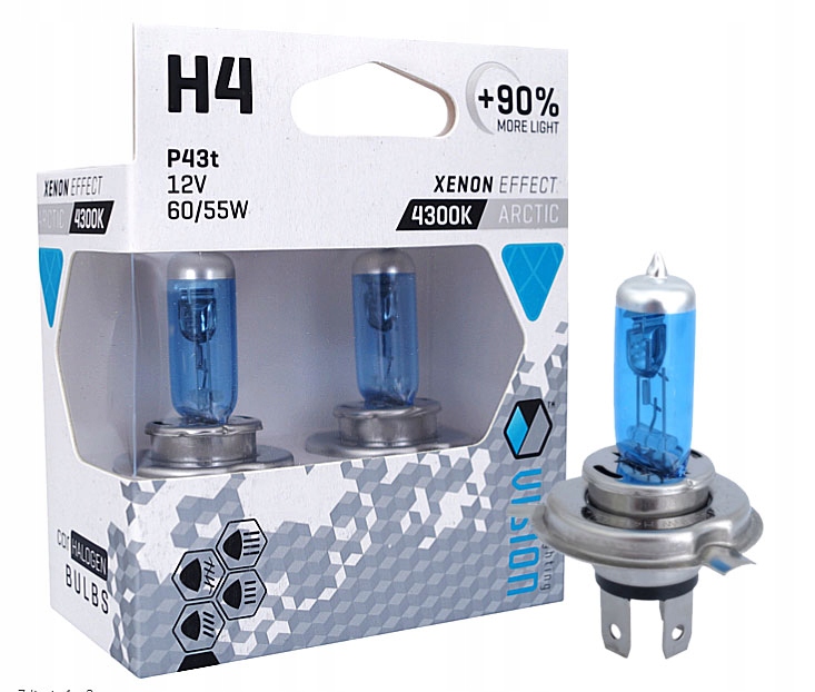 ŻARÓWKI VISION ARCTIC WHITE H4 12V 60/55W E4 +90%