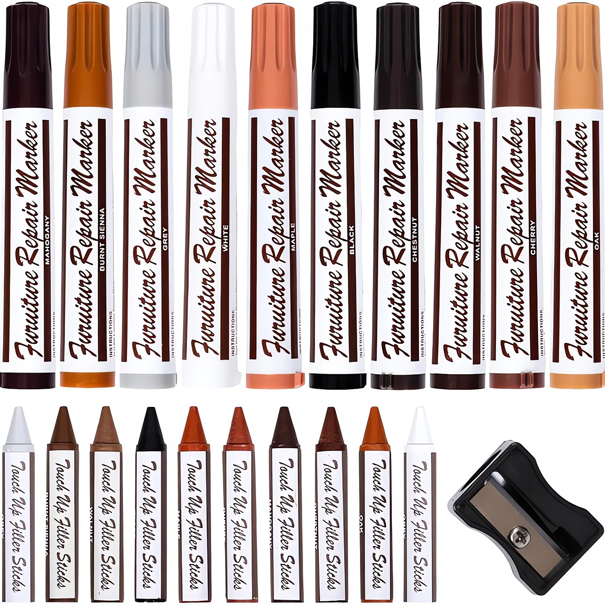 Zestaw Do Naprawy Mebli Rys Drewna Wosk Naprawczy Marker Temperówka 21 El