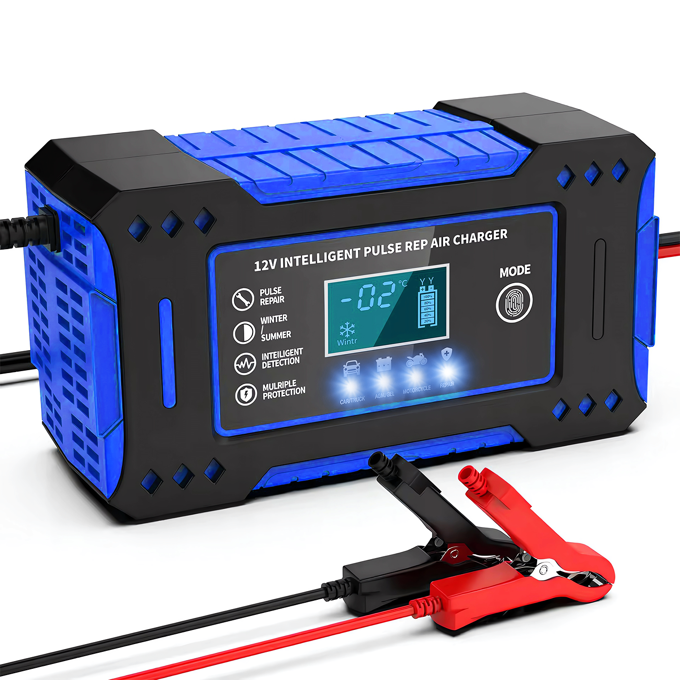 Prostownik Samochodowy 12V 24V Automatyczny z Funkcją Naprawy Akumulatorów