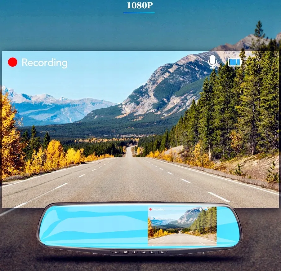 WIDEOREJESTRATOR SAMOCHODOWY W LUSTERKU WSTECZNYM