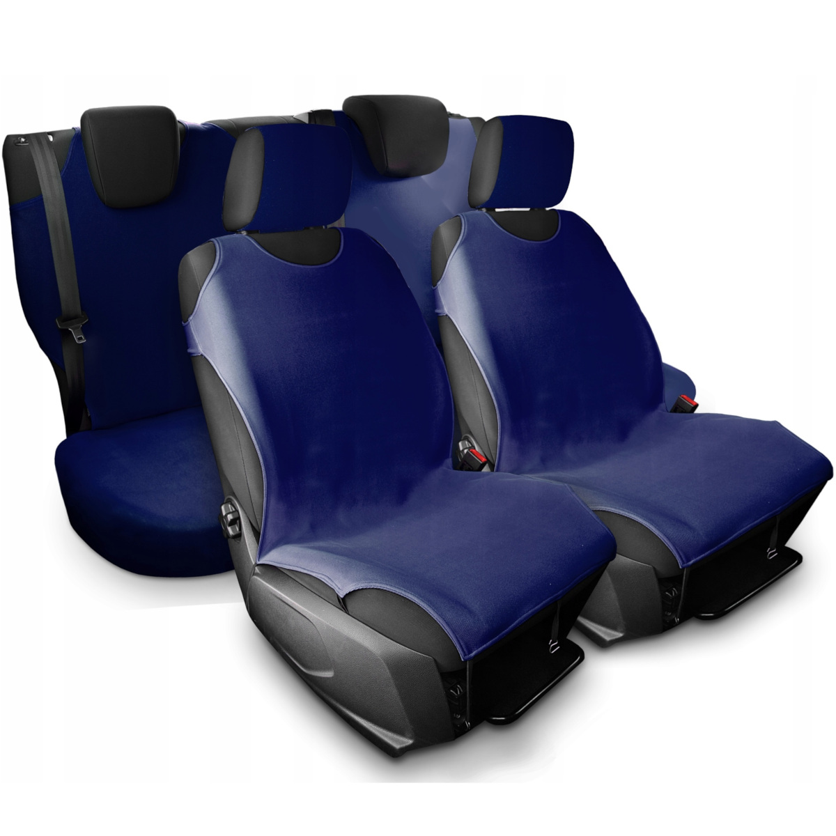 KOSZULKI POKROWCE SAMOCHODOWE TYŁ PRZÓD GRANATOWE