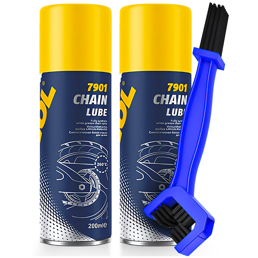 2X MANNOL SMAR DO ŁAŃCUCHA ROWEROWEGO MOTOCYKLOWEGO SZCZOTKA DO CZYSZCZENIA