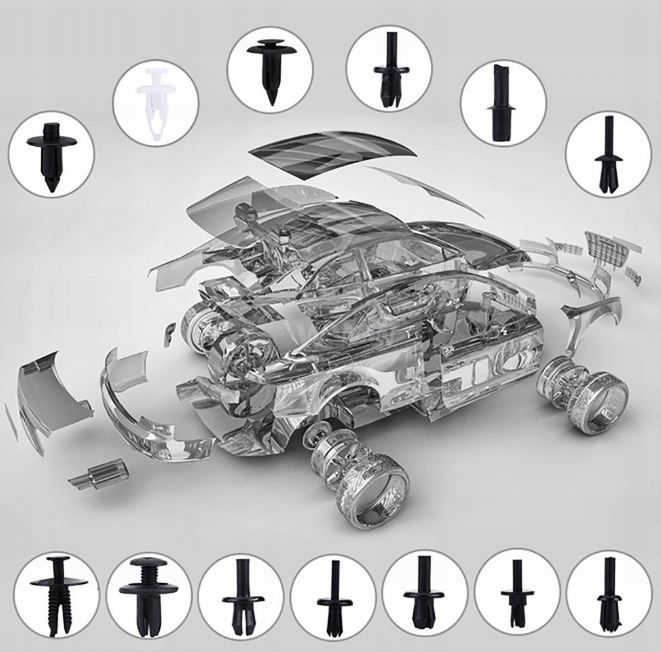 ZESTAW SPINKI KOŁKI SAMOCHODOWE 620 SZT + ŚCIĄGACZ