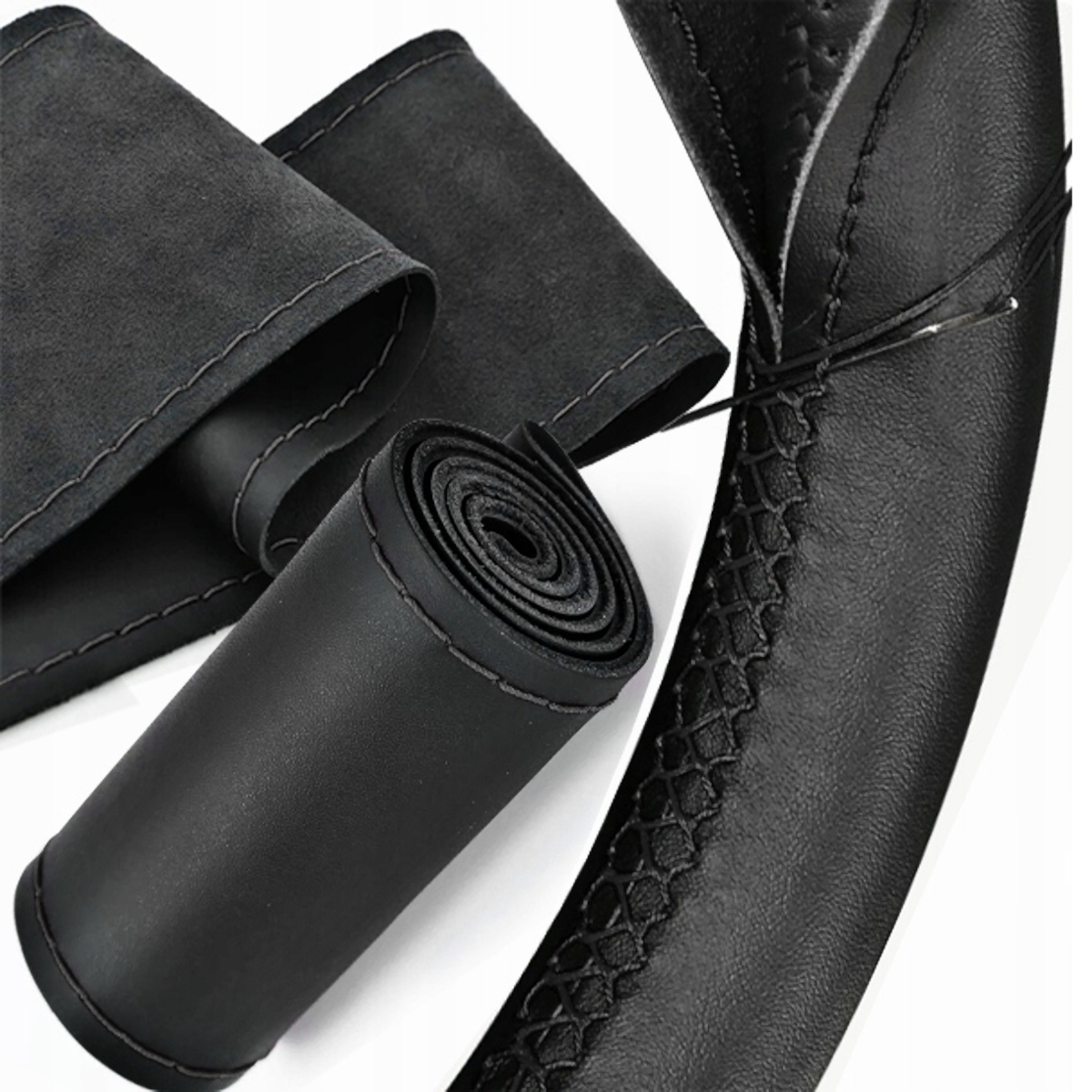 POKROWIEC NA KIEROWNICĘ CZARNY