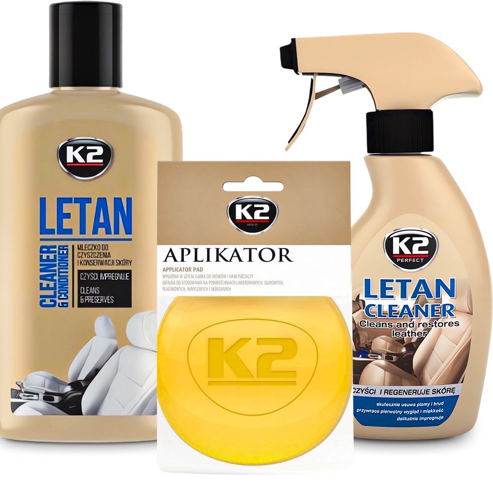 K2 LETAN ZESTAW DO CZYSZCZENIA REGENERACJI I KONSERWACJI SKÓRY + APLIKATOR