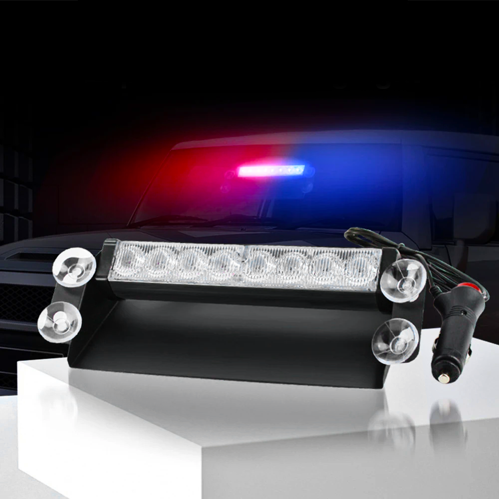 STROBOSKOP NIEBIESKO-CZERWONY LAMPY OSTRZEGAWCZE NA SZYBĘ STROBOSKOPY