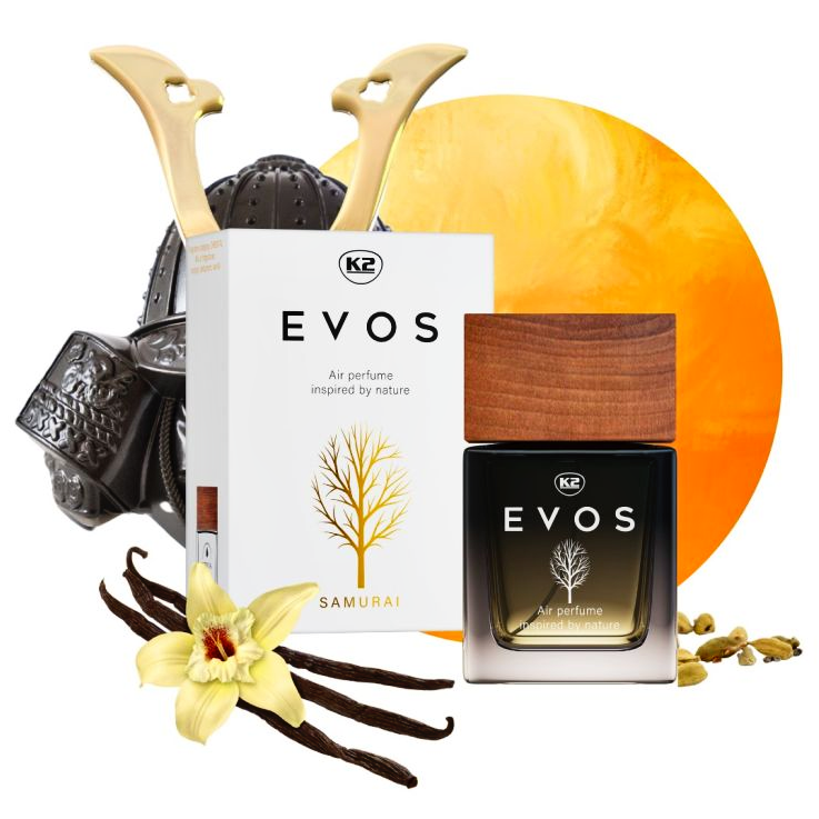 K2 EVOS SAMURAI FLAKON 50ML PERFUMY DO SAMOCHODU AUTA ZAPACH ATOMIZER