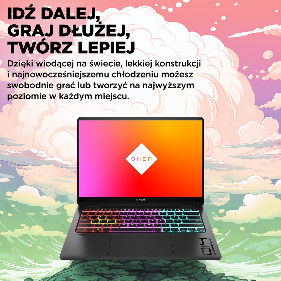 HP OMEN Transcend 14 3K OLED 120Hz Intel Core Ultra 9 285H 16-rdzeni 32GB LPDDR5x 1TB SSD NVMe NVIDIA GeForce RTX 5070 8GB W11