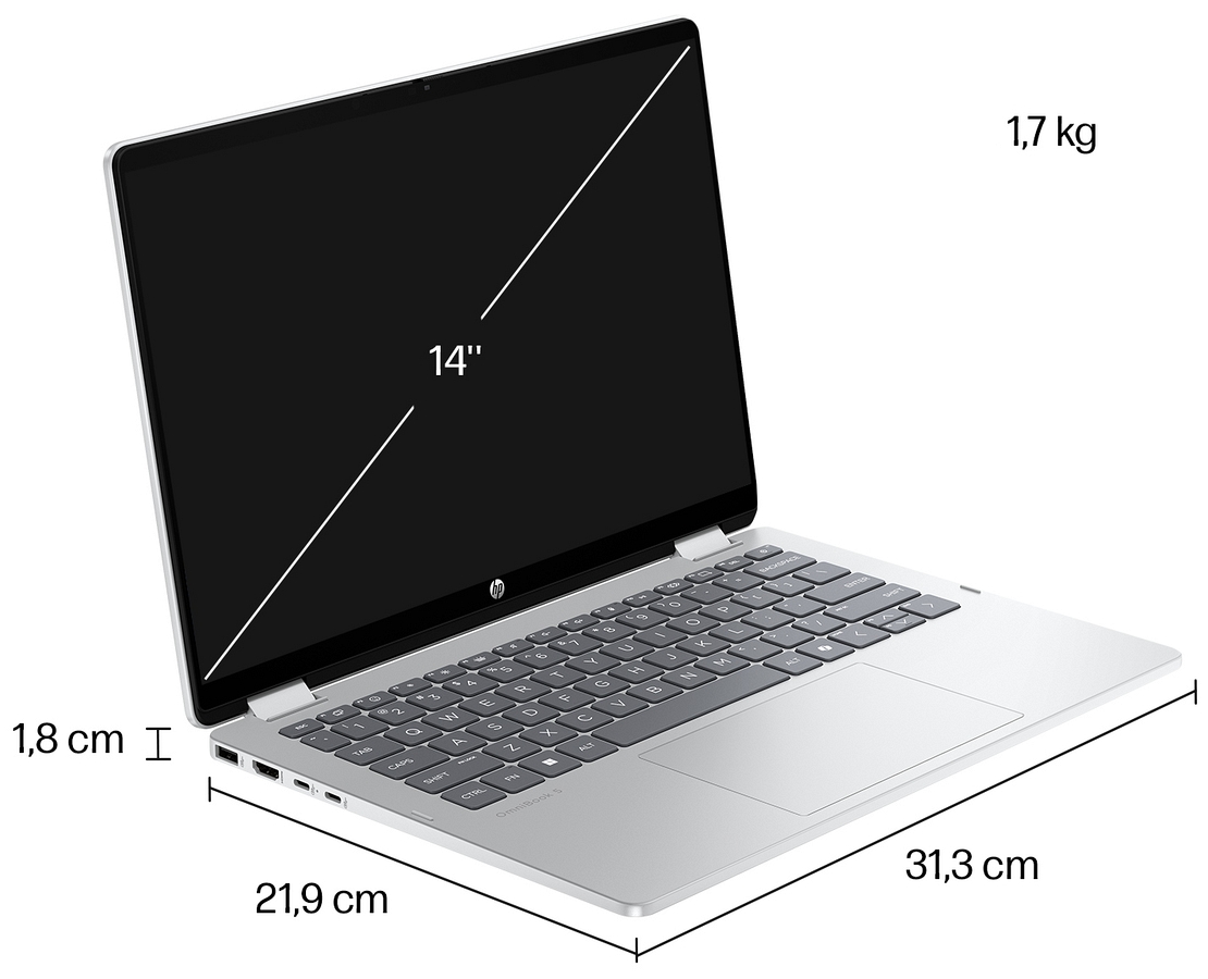 Dotykowy 2w1 HP OmniBook 5 Flip 14 2K IPS Intel Core i7-1355U 10-rdzeni 16GB LPDDR5 512GB SSD NVMe Windows 11 Active Pen
