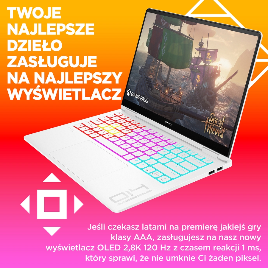 HP OMEN Transcend 14 3K OLED 120Hz Intel Core Ultra 7 155H 16-rdzeni 16GB LPDDR5x 512GB SSD NVMe NVIDIA GeForce RTX 4060 8GB W11